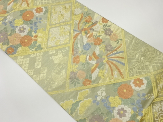 JAPANESE FUKURO OBI / WOVEN FLORAL PLANTS